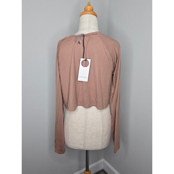 Nwt Privacy Please Lounge Camille Crop Long sleeve Top in Tan size M - Picture 6 of 7